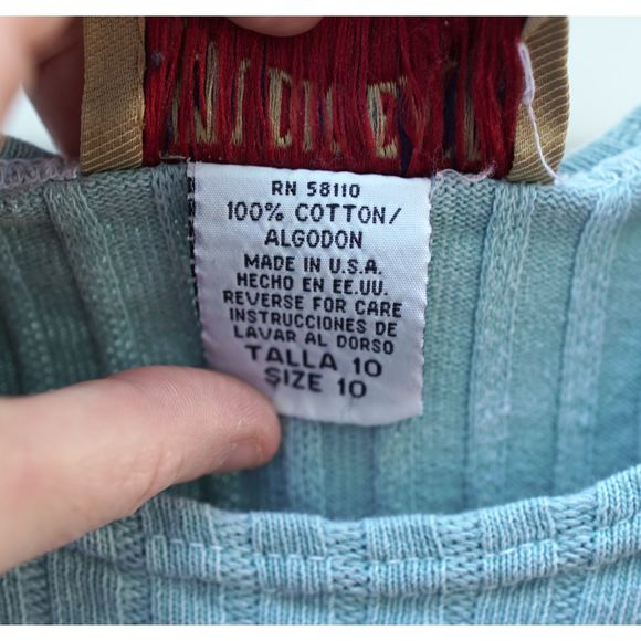 Vintage 90s Studio Ease Blue Green Cotton Maxi Dress - Picture 7 of 7